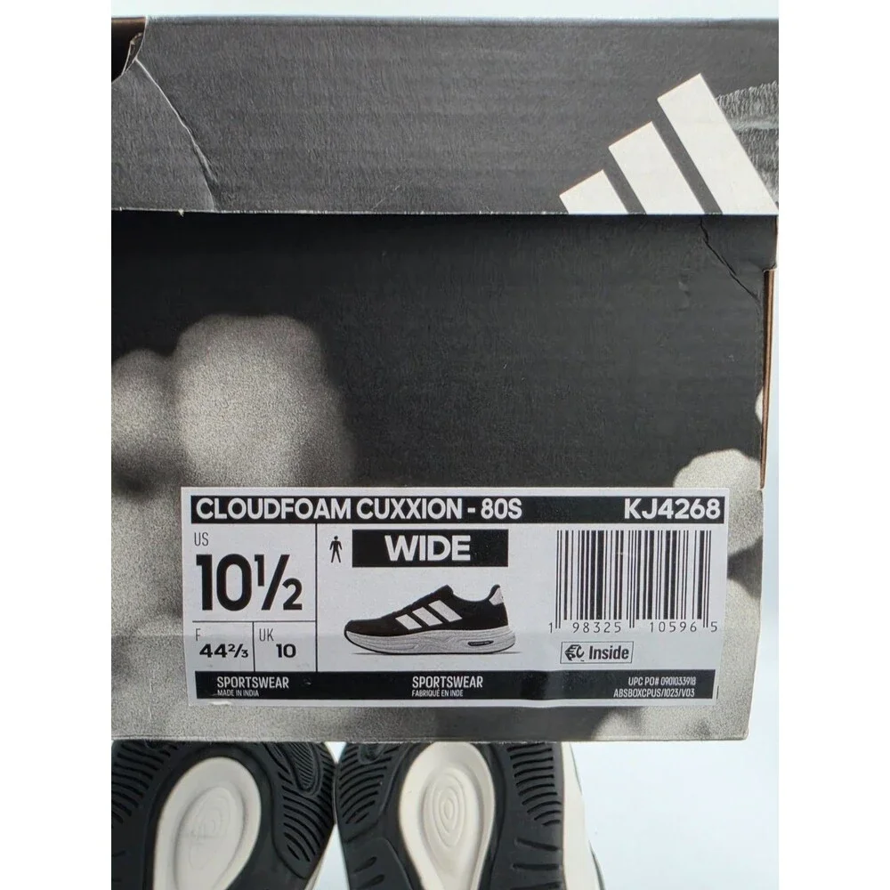 Adidas Cloudfoam Cuxxion 80s Wide Men’s 10.5 Women’s 12 Black White KJ4268 NIB
